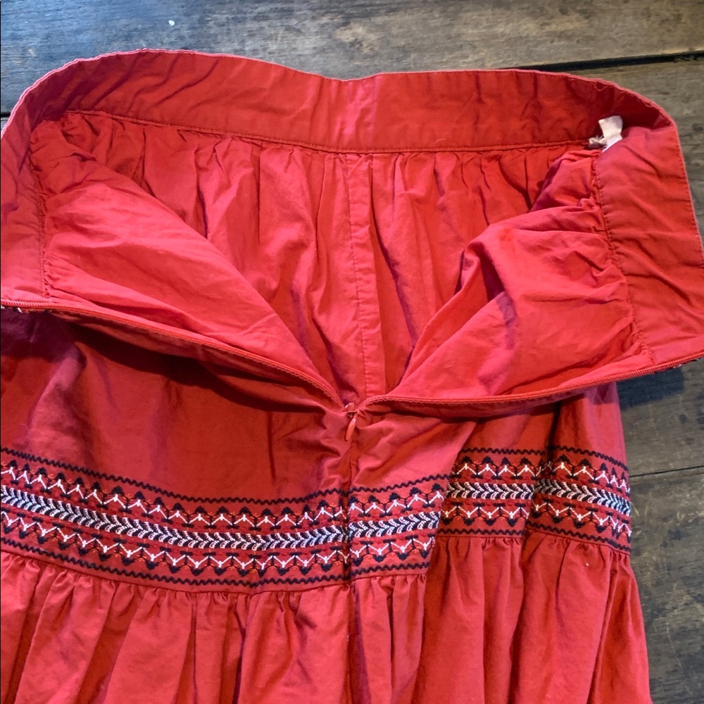 A Loves A Red Tiered Maxi Skirt - Women's Boho Style 100% Cotton size small - Picture 6 of 8